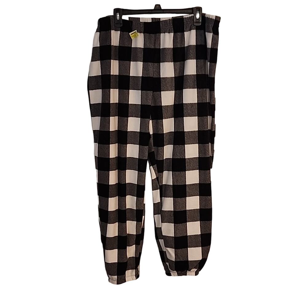 Jammies for Families Black/White Plaid Fleece Pajama Lounge Pants, NWT, 1X